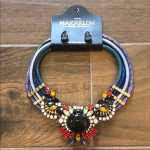 Blue Multicolor Statement Necklace Set